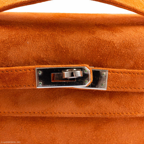 Hermès Kelly Mini Pochette Orange Veau Doblis Suede Palladium Hardware