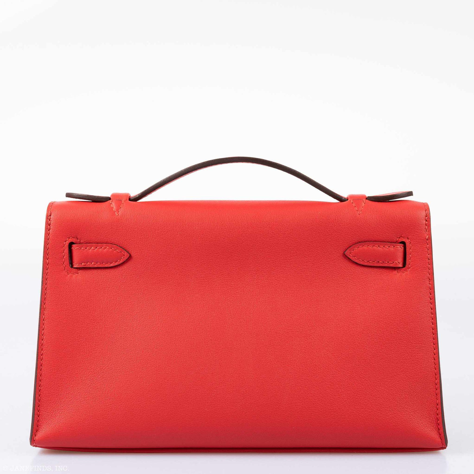 Hermès Kelly Mini Pochette Rouge Tomate Swift Gold Hardware