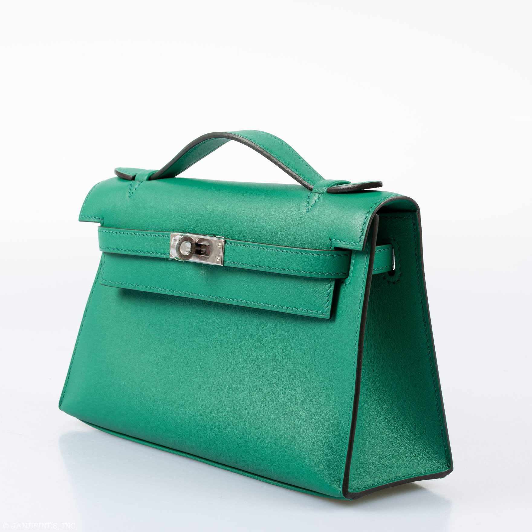 Hermès Kelly Mini Pochette Vert Vertigo Swift Palladium Hardware