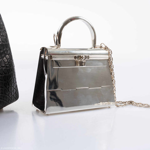 Hermès Kelly Mini Sterling Silver With Chaine d'Ancre Chain Strap - Ultra Rare Limited Edition