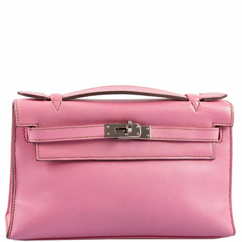 Hermès Kelly Pochette Rose Sakura Swift Palladium Hardware PHW — The French  Hunter