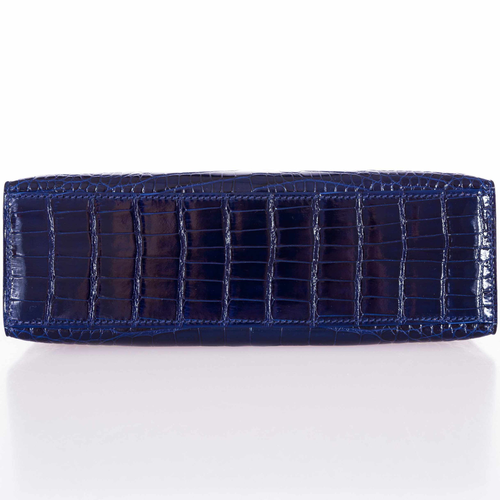 Hermès Kelly Pochette Bleu Saphir Shiny Alligator Gold Hardware