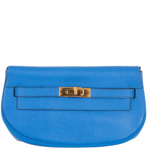 Hermès Kelly Pochette Blue France Convertible Belt Bag Vintage