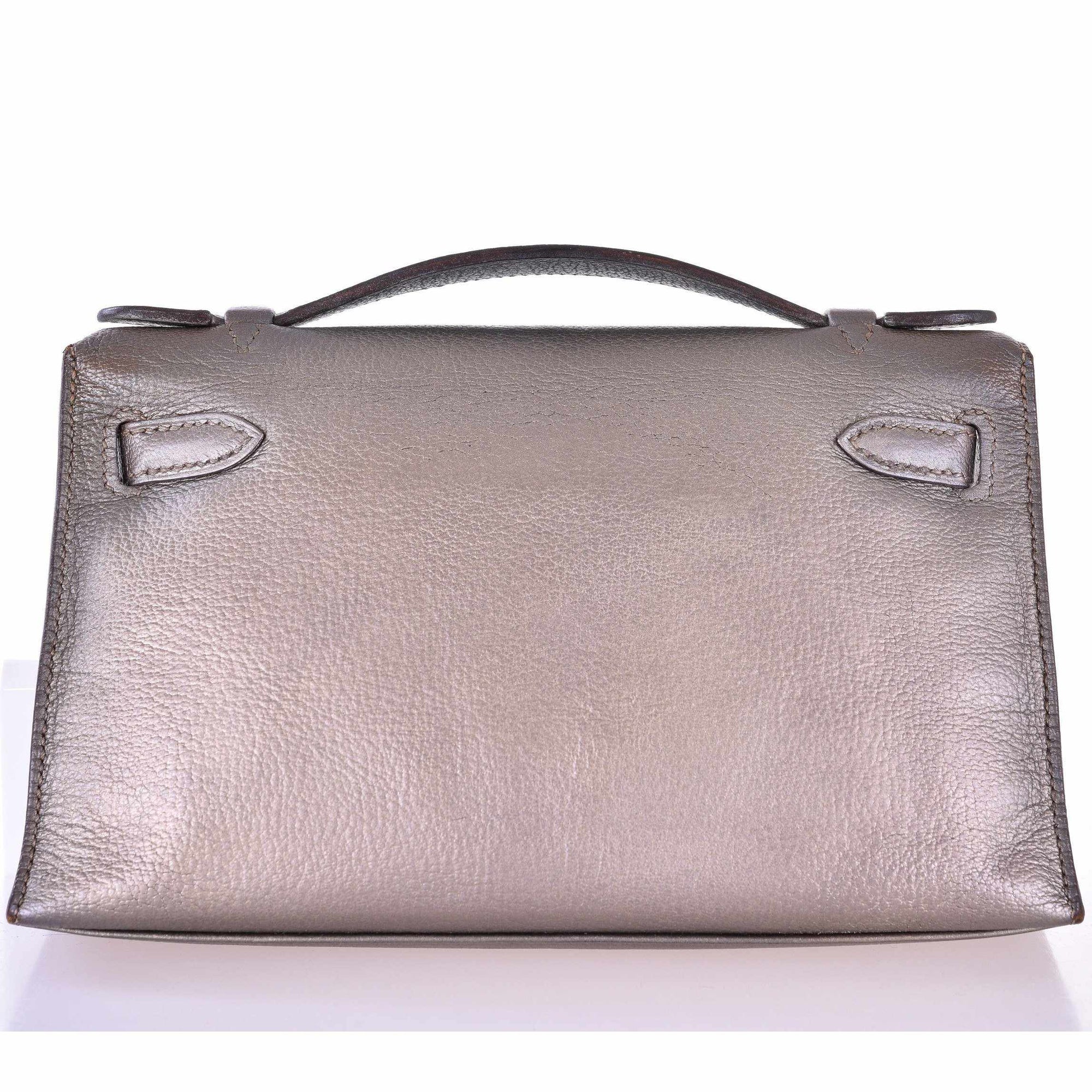 Hermès Kelly Pochette Bronze Metallic Chèvre Palladium Hardware