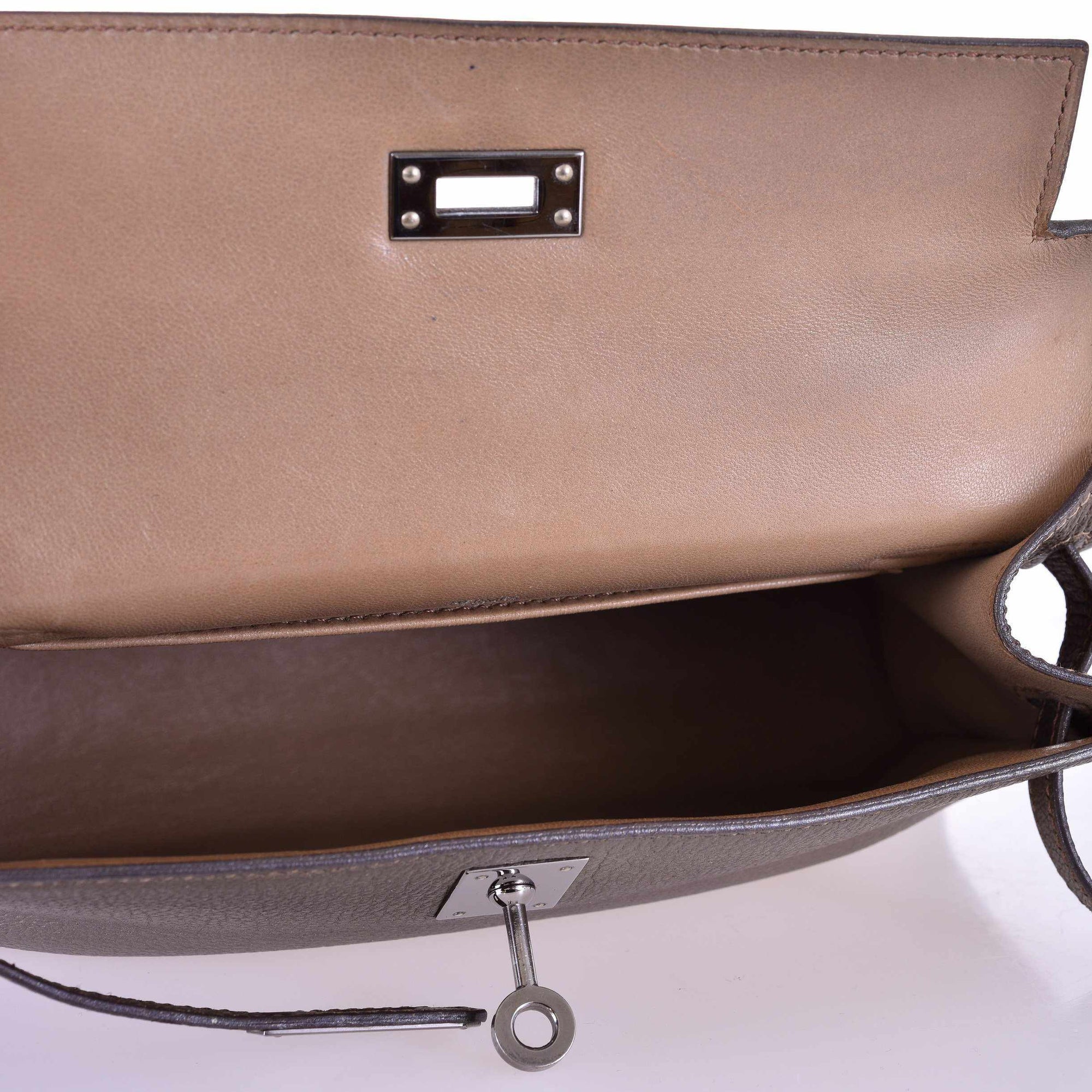 Hermès Kelly Pochette Bronze Metallic Chèvre Palladium Hardware
