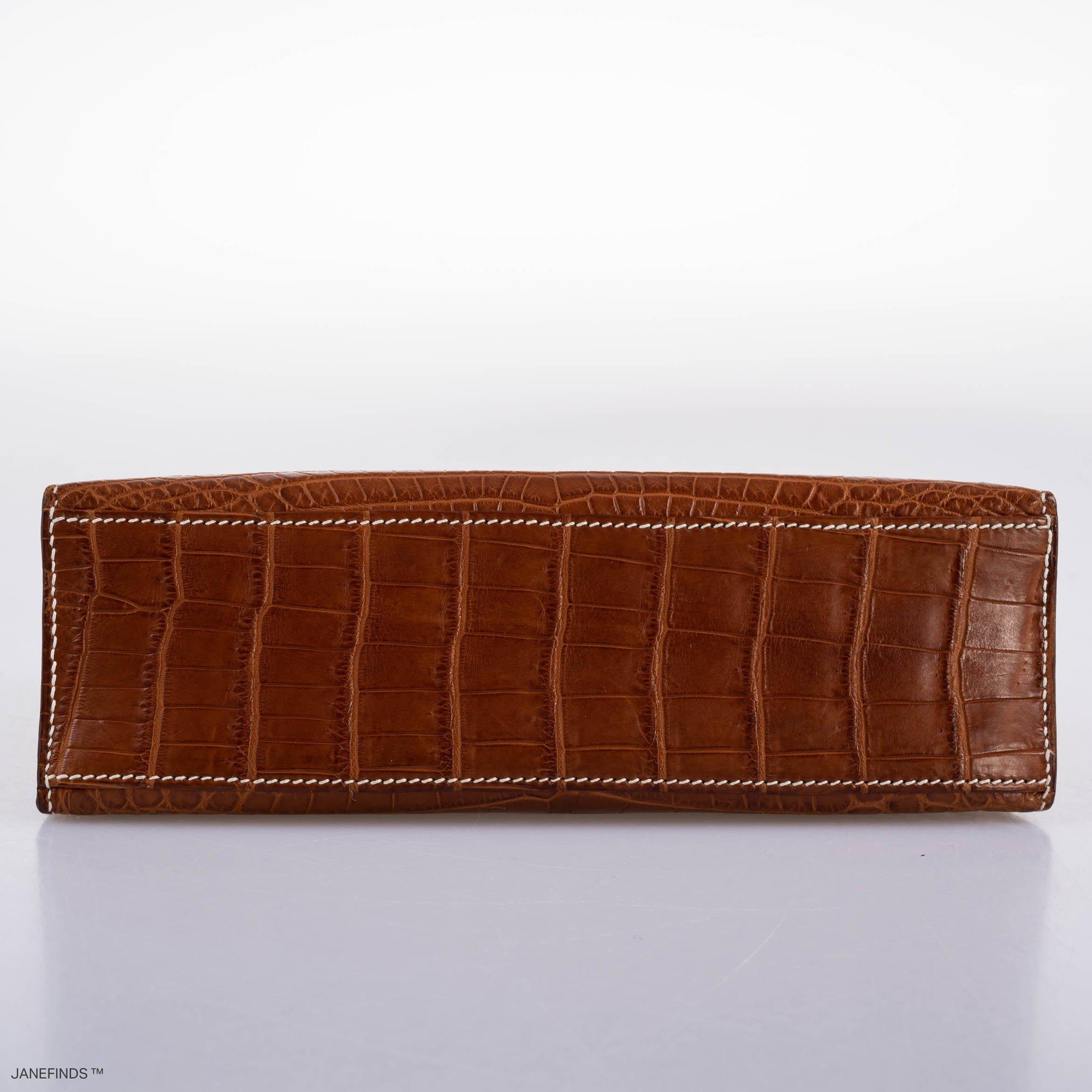 Hermès Kelly Pochette Fauve Nilo Crocodile Palladium Hardware