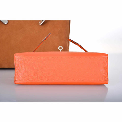 Hermès Kelly Pochette Feu Fire Orange Epsom Palladium Hardware