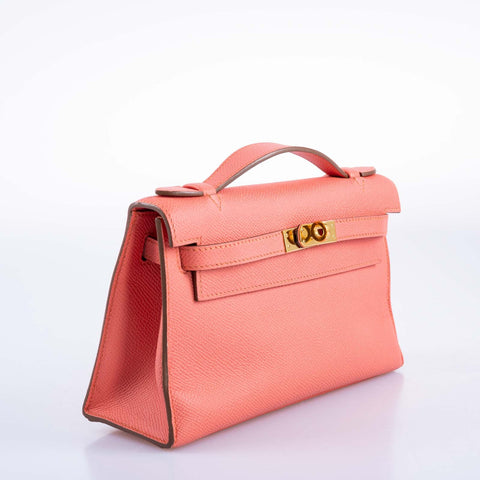 Hermès Kelly Pochette Flamingo Epsom Gold Hardware