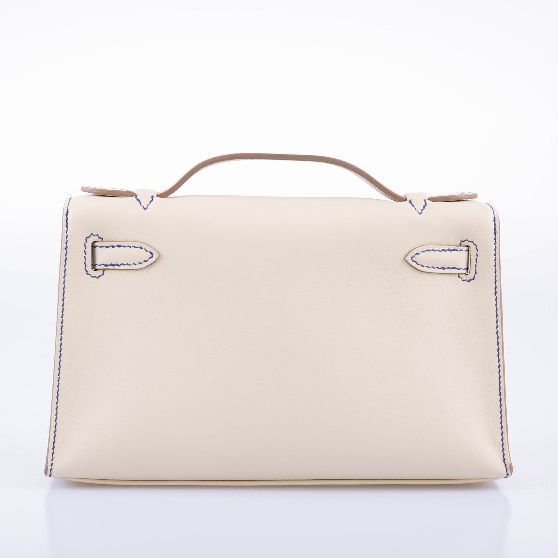 Hermès Kelly Pochette HSS Craie/Bleu Electric Swift Palladium Hardware