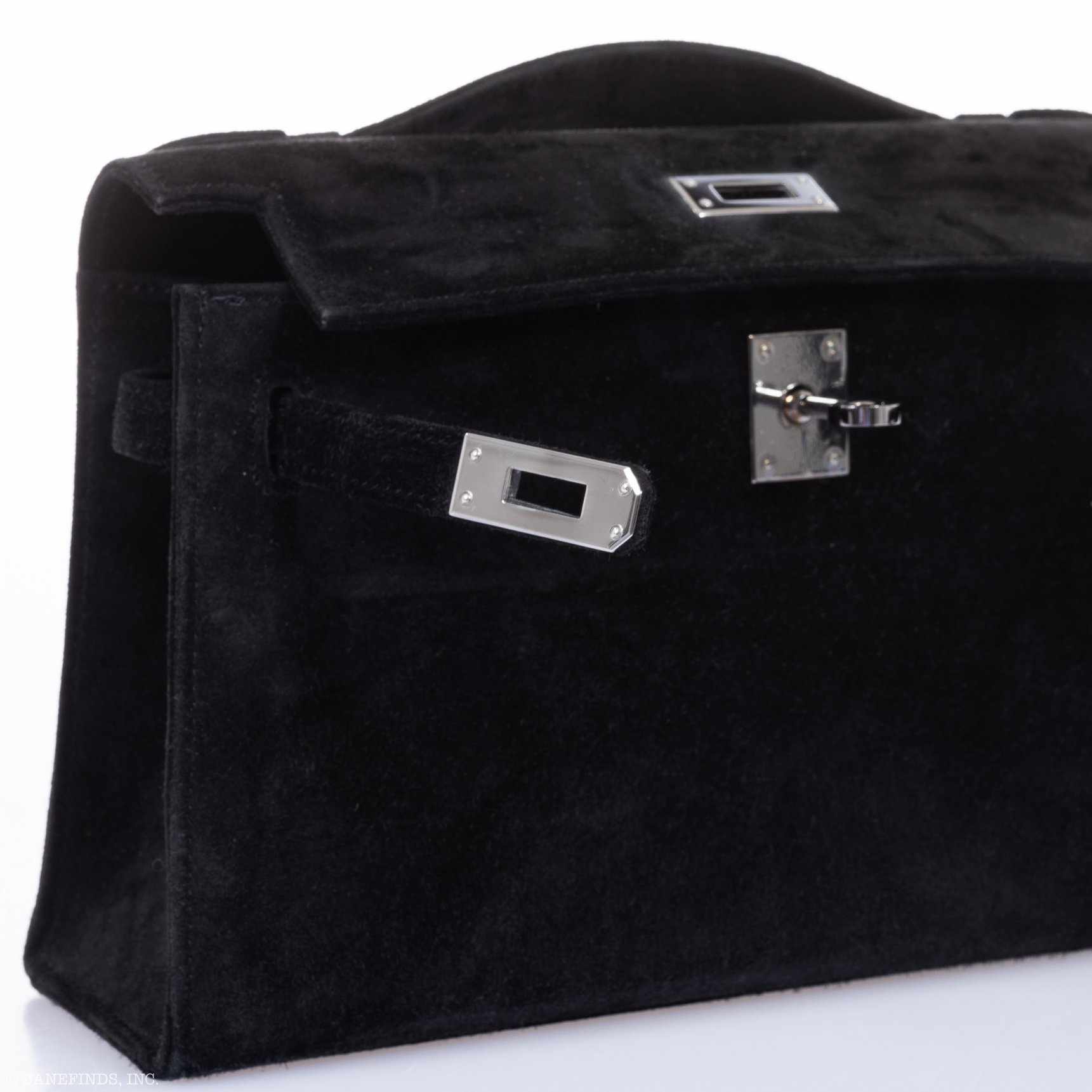 Hermès Kelly Pochette Noir Veau Doblis Palladium Hardware