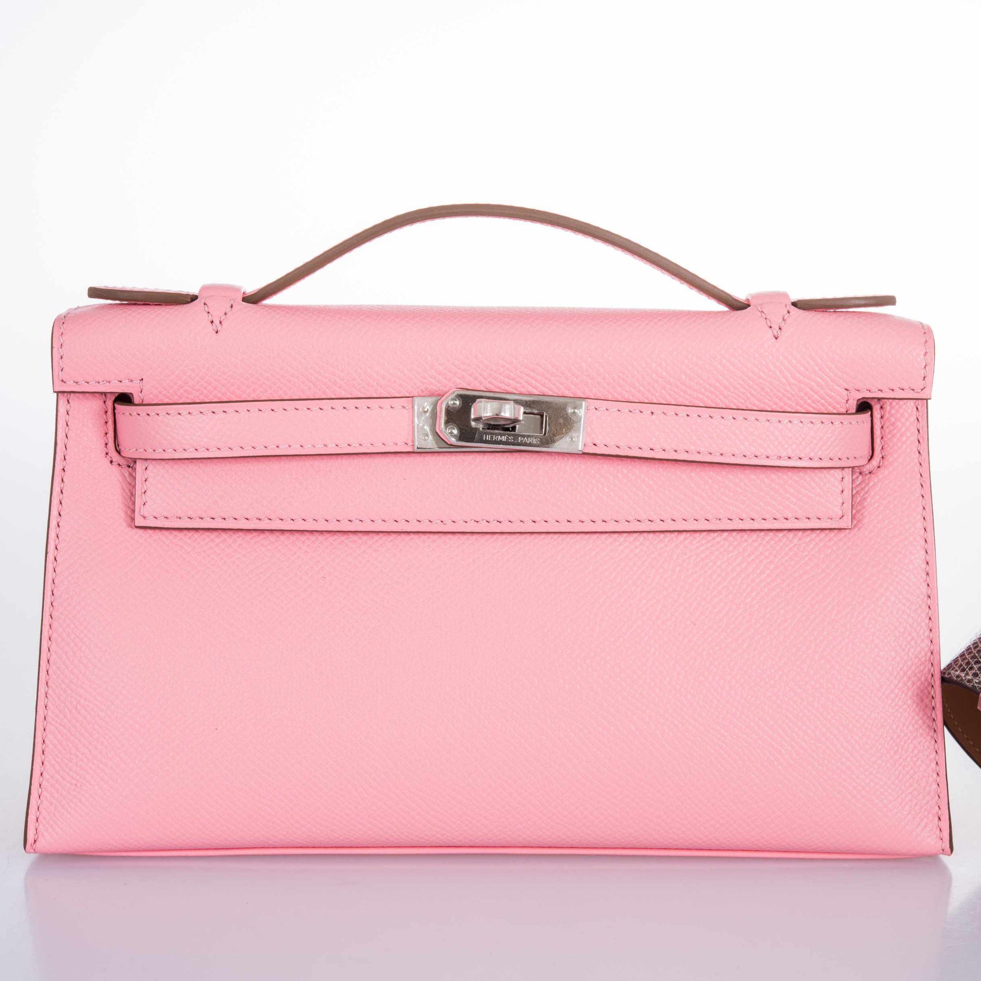 Hermès Kelly Pochette Rose Confetti Epsom Palladium Hardware