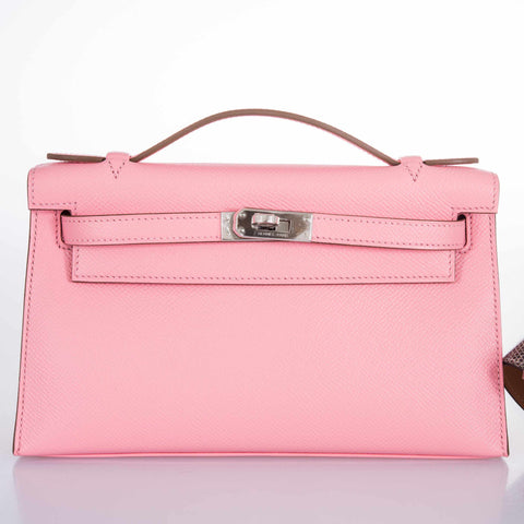 Hermès Kelly Pochette Rose Confetti Epsom Palladium Hardware