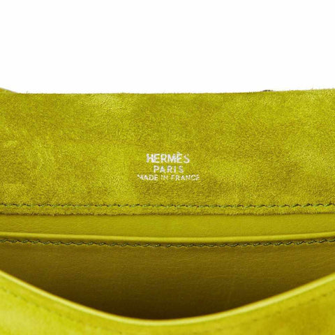 Hermès Kelly Pochette Vert Anis Veau Doblis Suede Palladium Hardware