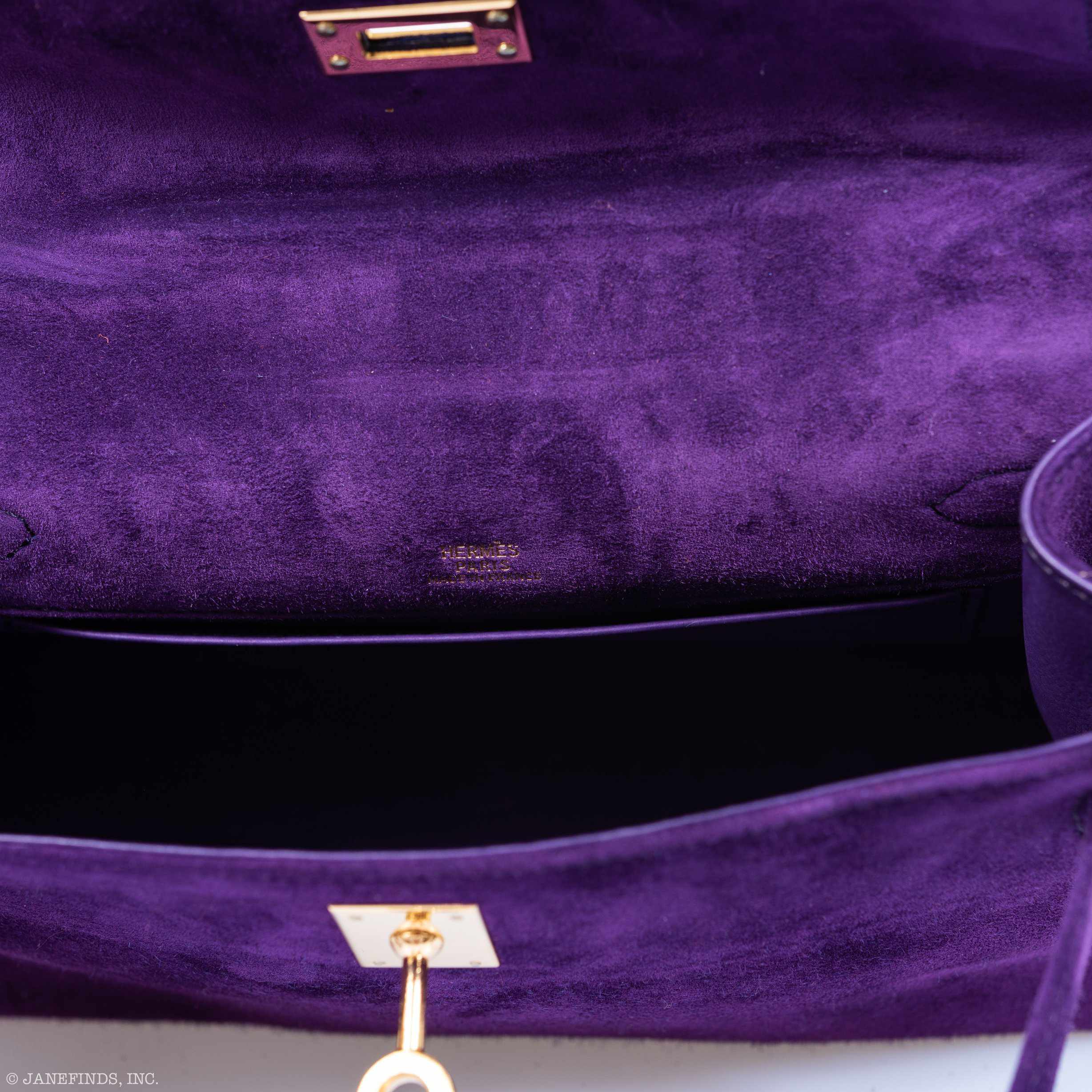 Hermès Kelly Pochette Violet Veau Doblis Suede Gold Hardware