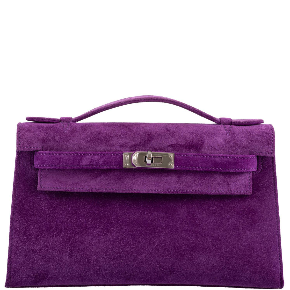 Hermès Kelly Pochette Violet Veau Doblis Suede Gold Hardware