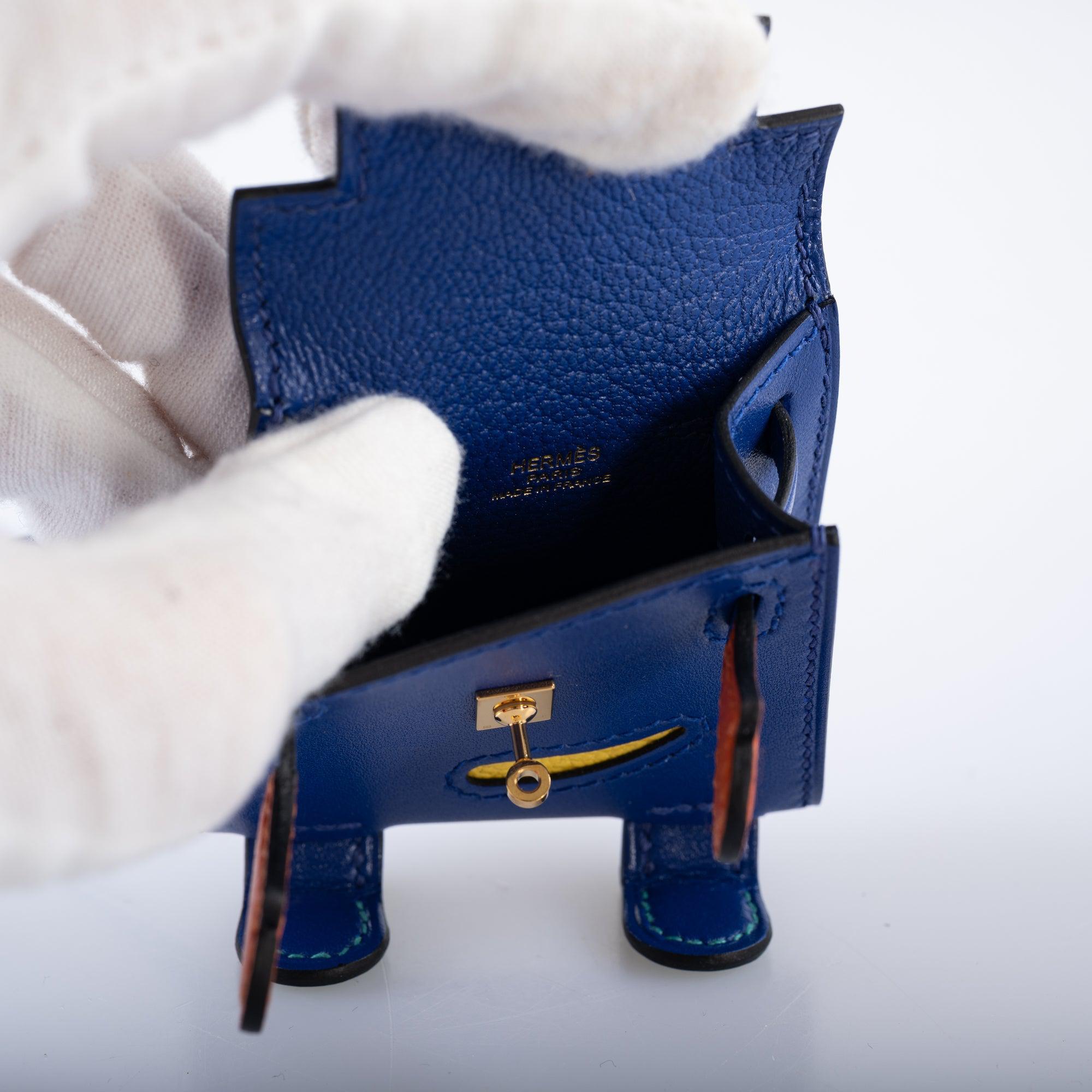 Hermès Kelly Quelle Idole Bag Charm Blue Electric, Feu, Jaune de Naples, Vert Verone Tadelakt Gold Hardware