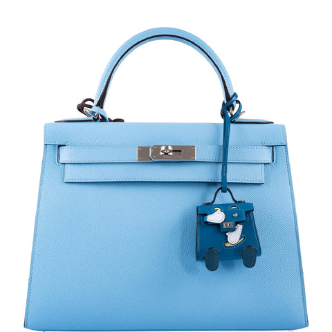 Hermès Kelly Quelle Idole Bag Charm Blue Izmir, Jaune Bourgeon, Blue Brume, Vert Bosphore Tadelakt Palladium Hardware