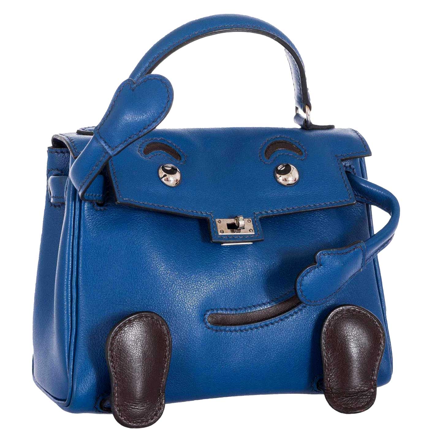 Hermès Kelly Quelle Idole Doll Bag Blue Gulliver Leather Palladium Hardware