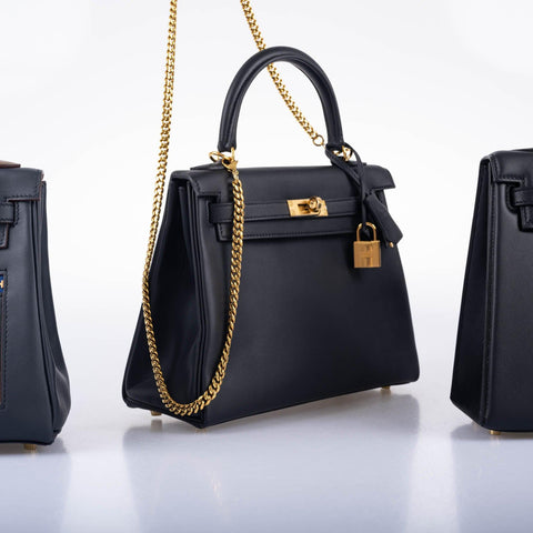 Hermès Kelly Retourne 25 Black Noir Swift with Gold Hardware