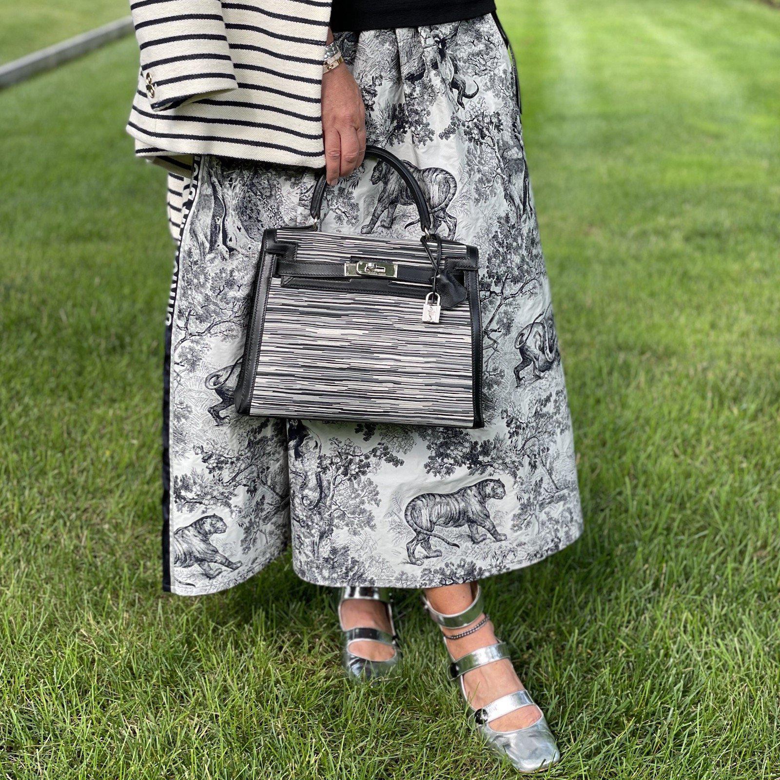 Hermès Kelly Sellier 28 Vibrato & Noir Box Calf Palladium Hardware