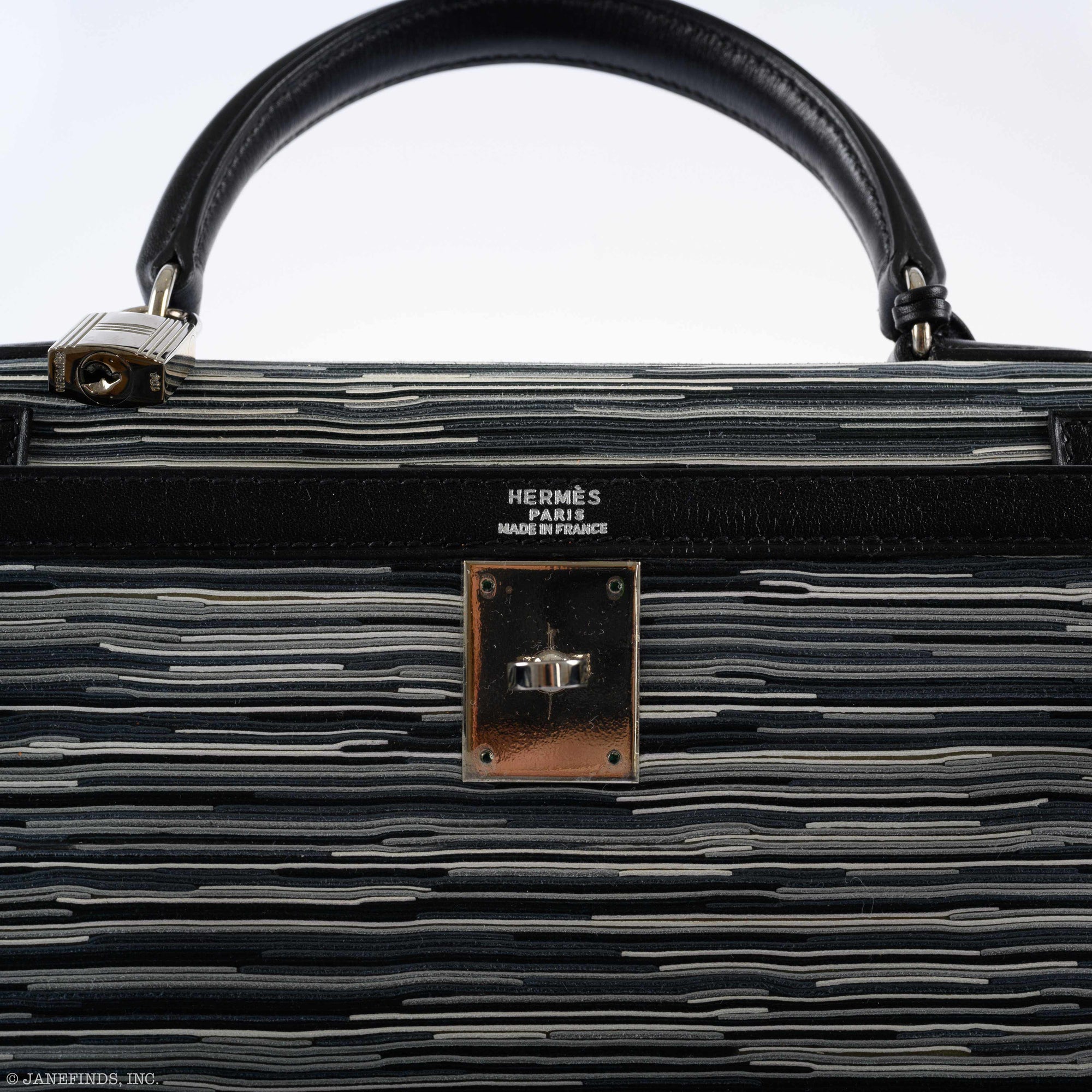 Hermès Kelly Sellier 28 Vibrato & Noir Box Calf Palladium Hardware