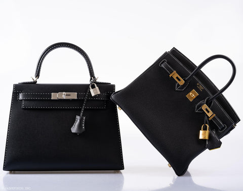 Hermès Kelly Un Point Sur Deux 28 Sellier Black Monsieur Leather Palladium Hardware - 2020, Y