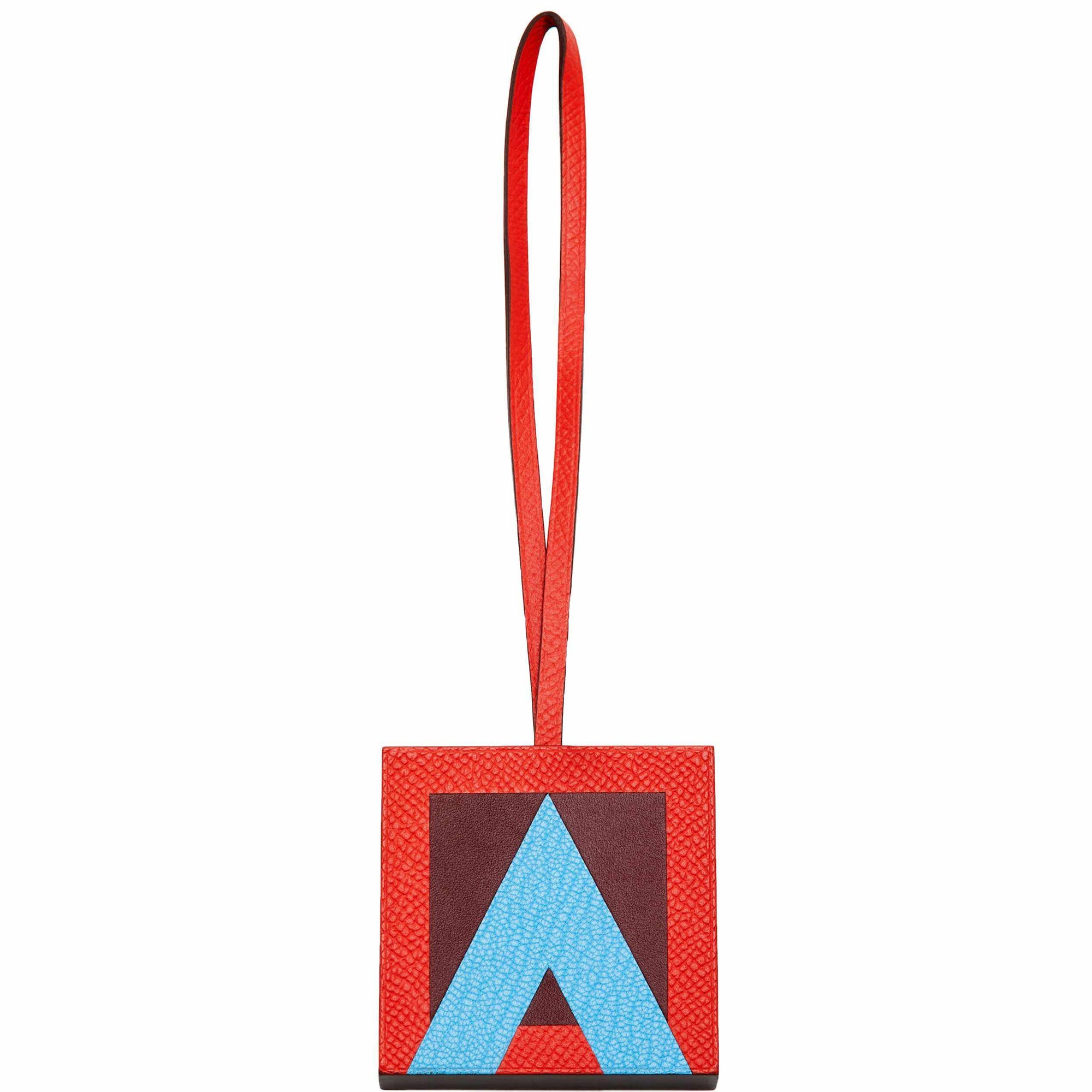 Hermès Lettre au Carré "A" Charm Rouge H/Capucine/Bleu Céleste