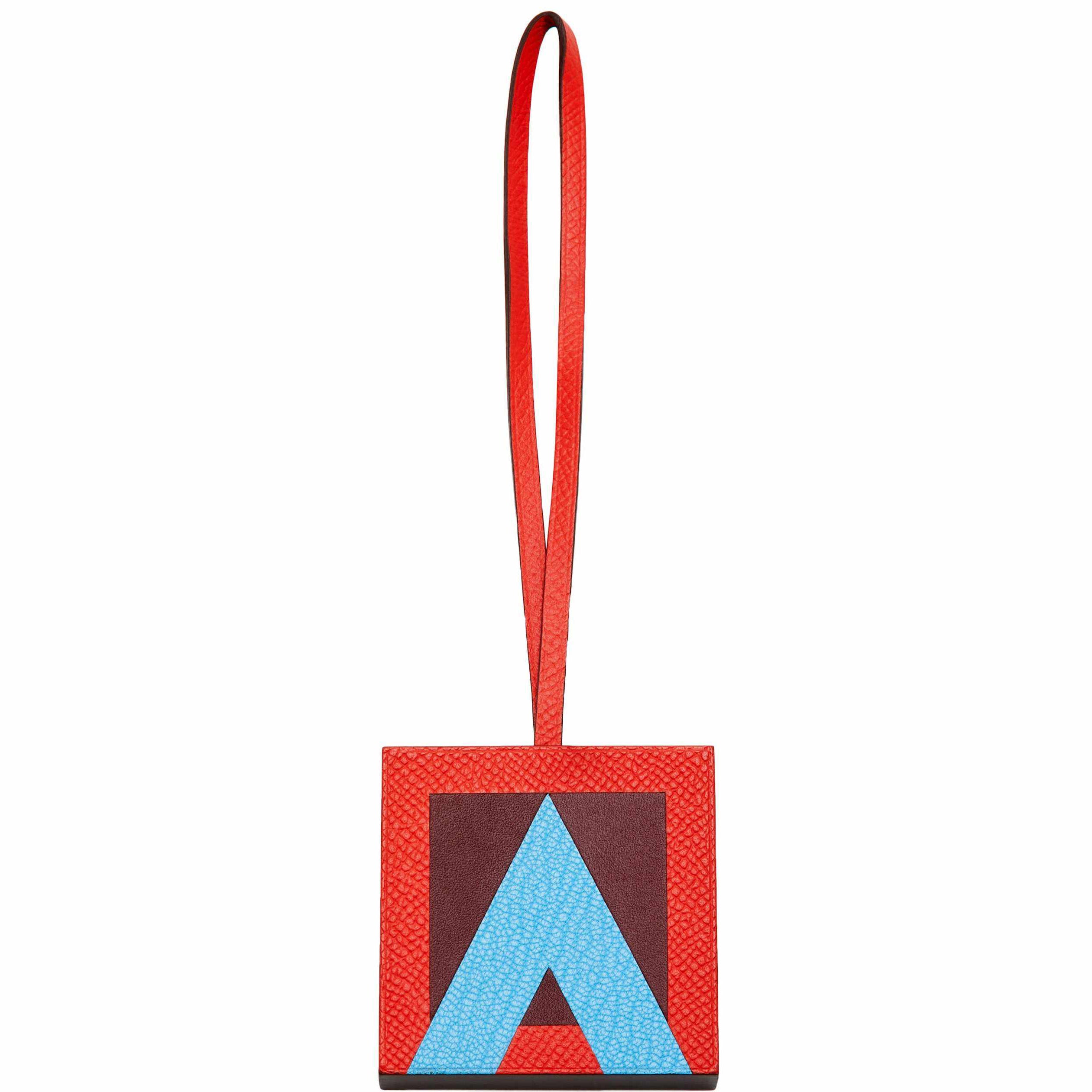 Hermès Lettre au Carré "A" Charm Rouge H/Capucine/Bleu Céleste