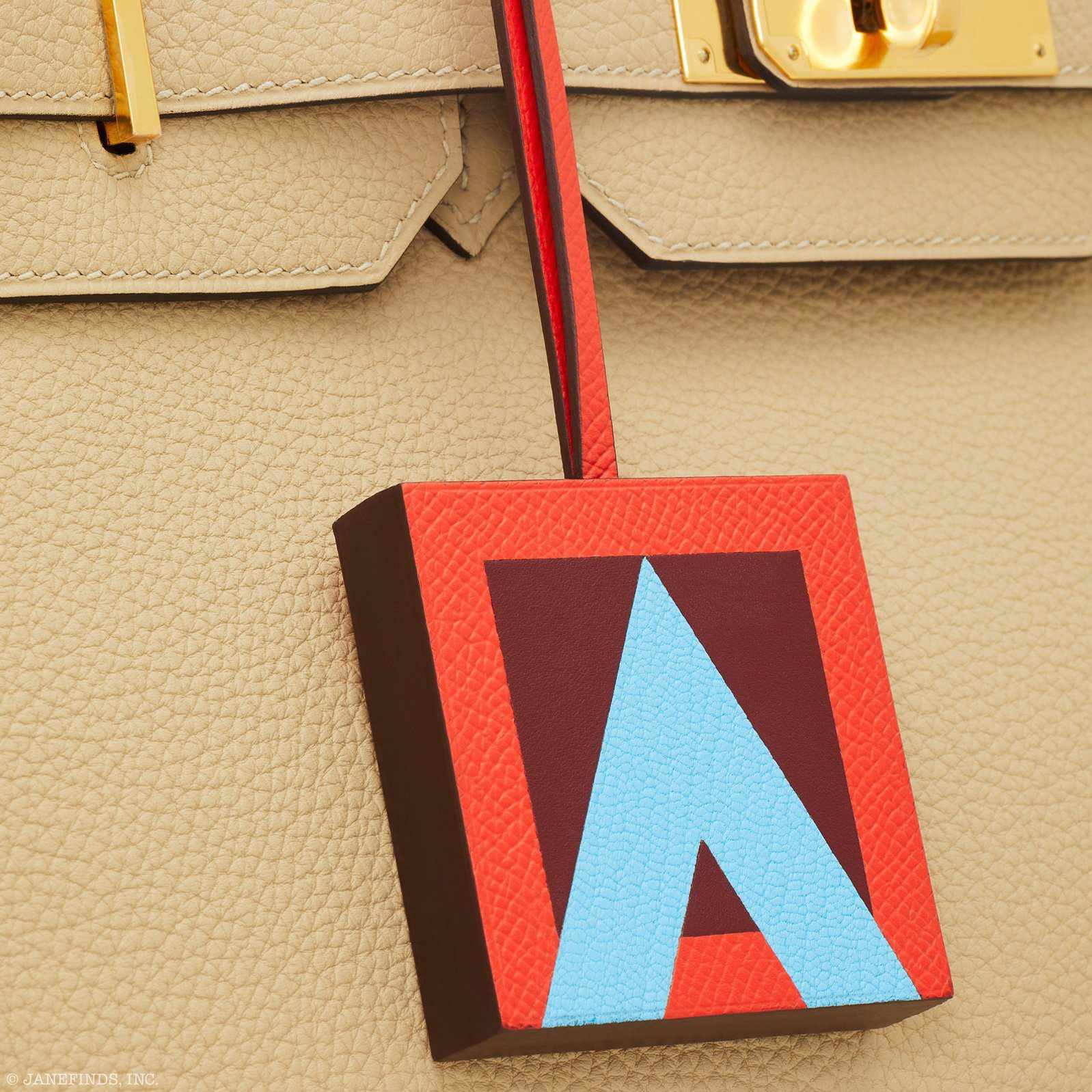 Hermès Lettre au Carré "A" Charm Rouge H/Capucine/Bleu Céleste