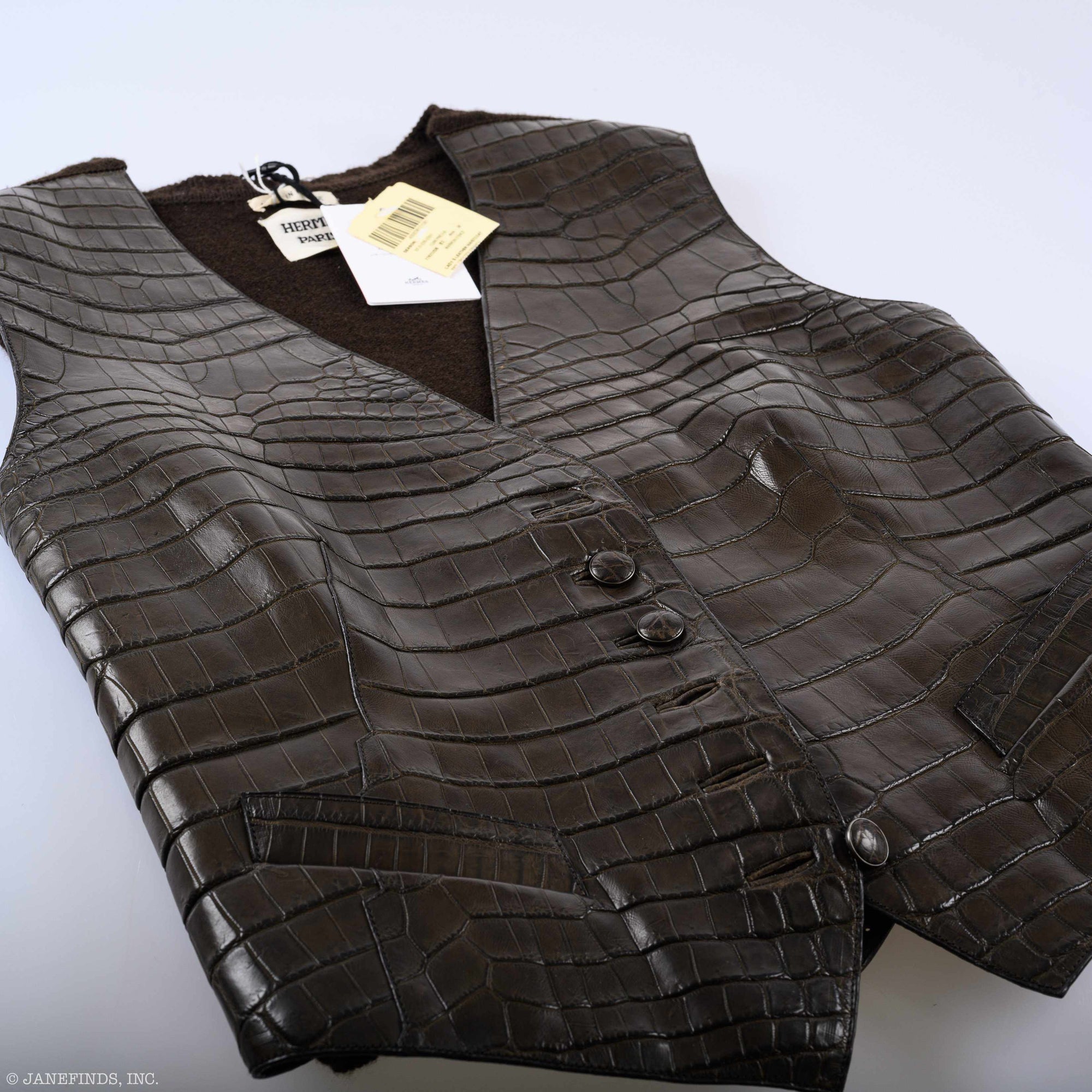 Hermès Matte Havane Crocodile Vest FW 2007 Jean-Paul Gaultier FR38