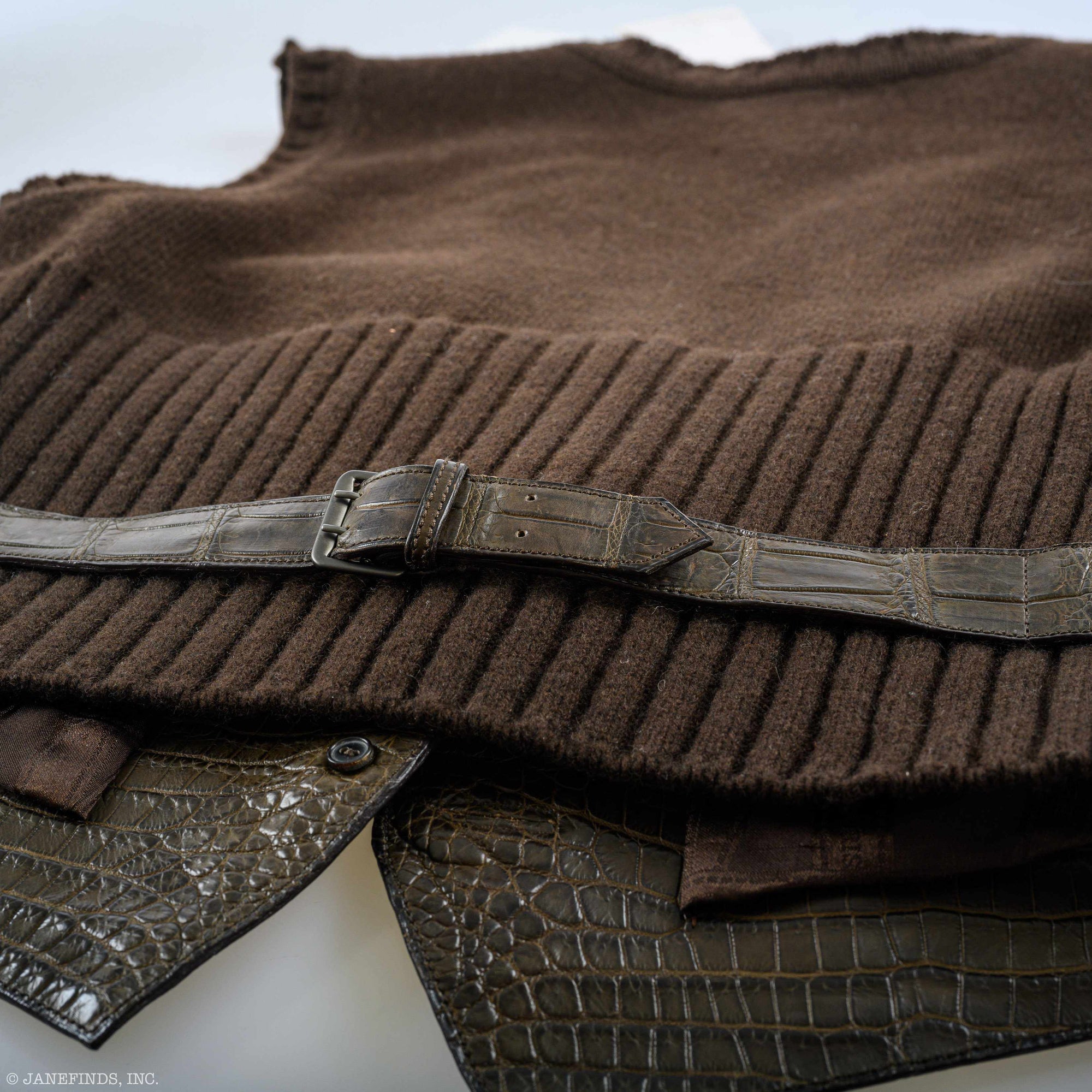 Hermès Matte Havane Crocodile Vest FW 2007 Jean-Paul Gaultier FR38