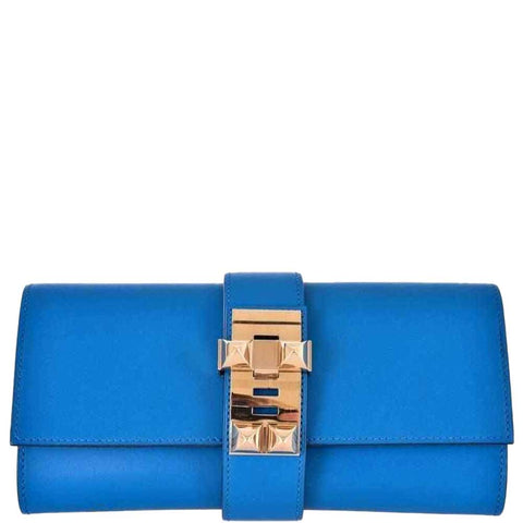 Hermès Medor 23 Blue Izmir Tadelakt Gold Hardware