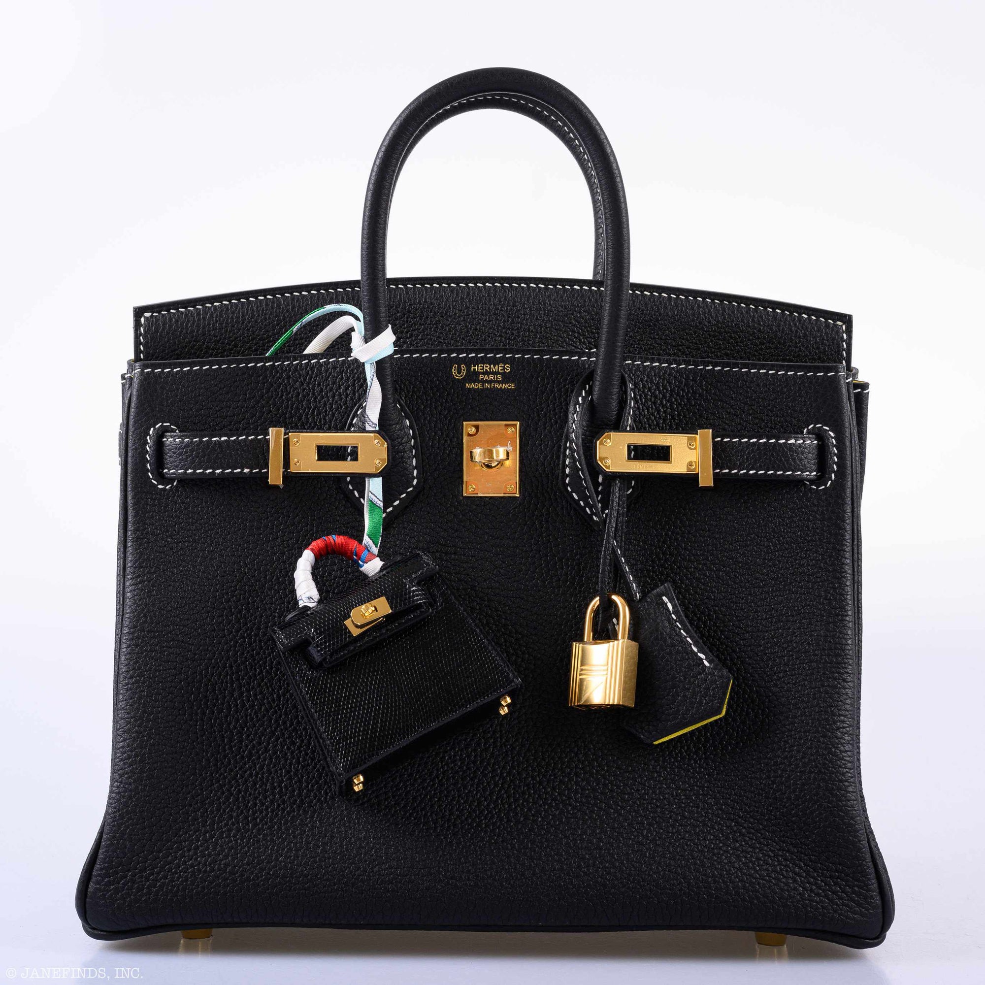 Hermès Micro Kelly Charm Black Lizard Gold Hardware