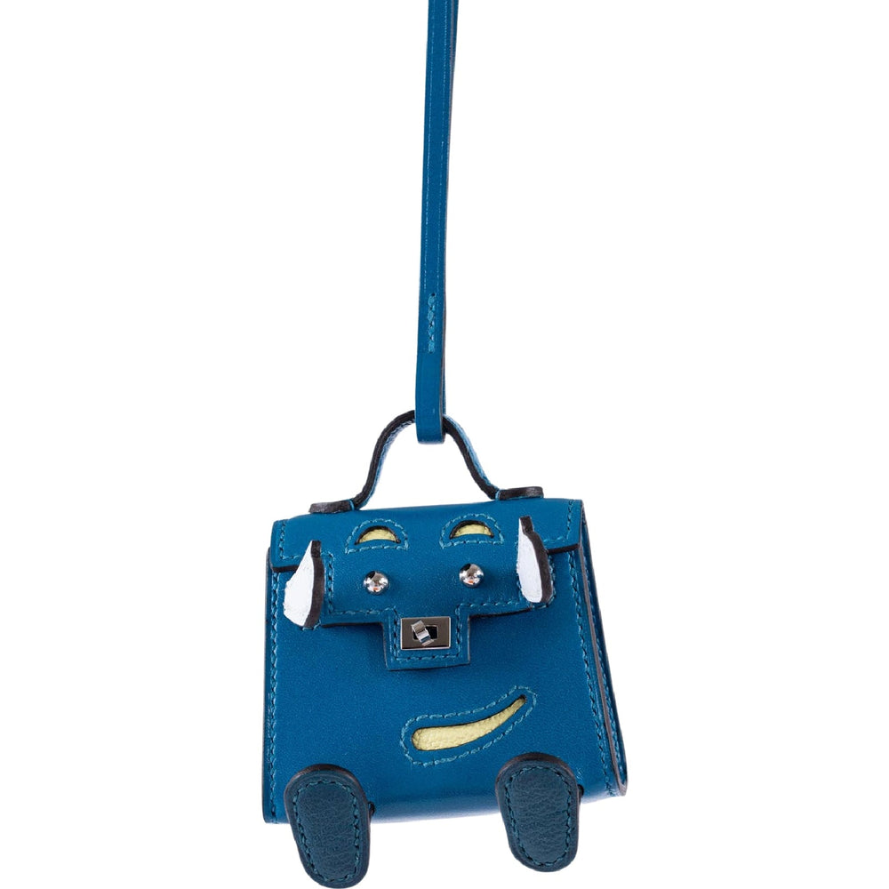 Hermès Micro Kelly Quelle Idole Bag Charm Bleu Izmir / Bleu Brume / Vert Bosphore / Jaune Bourgeon Tadelakt Palladium Hardware