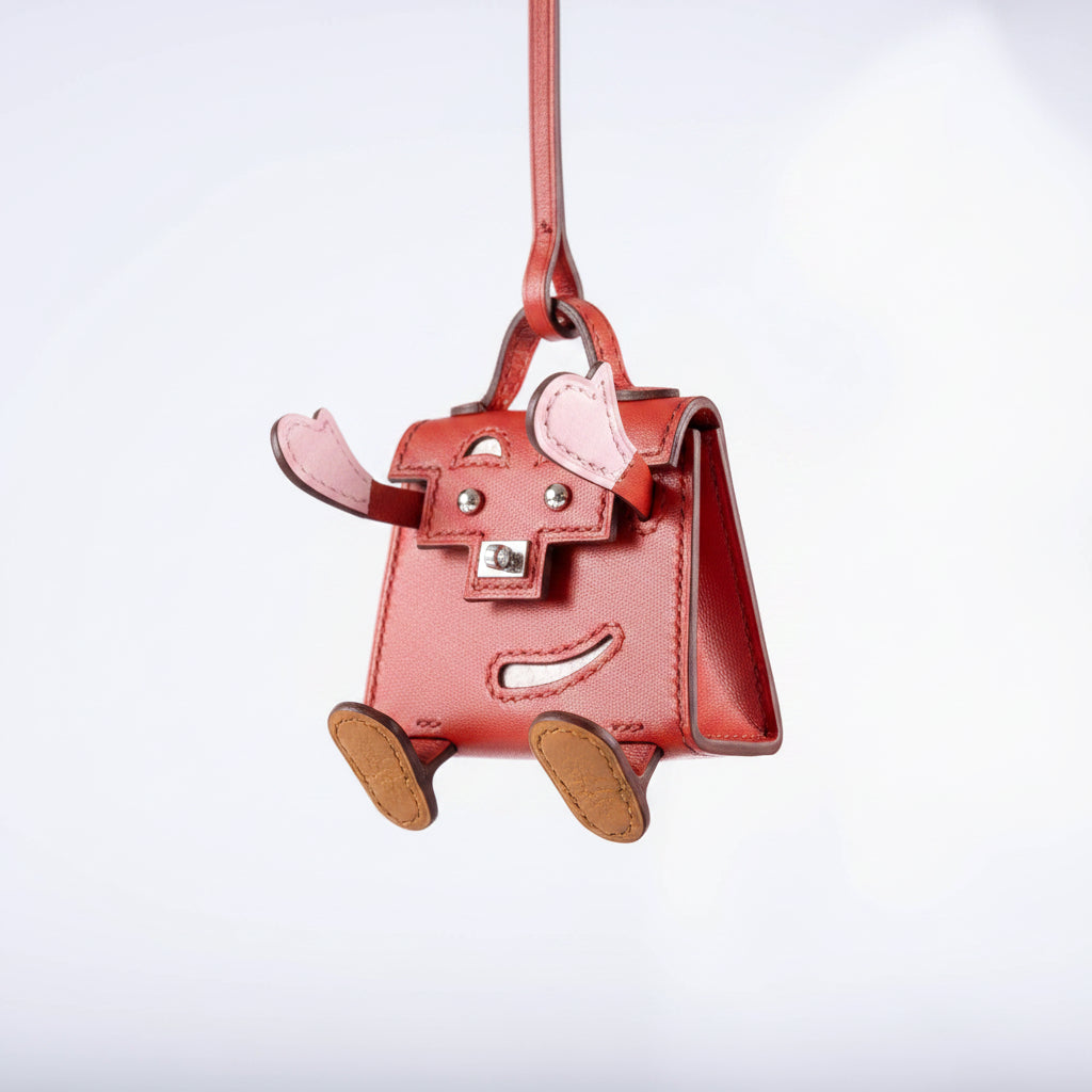 Hermès Micro Kelly Quelle Idole Bag Charm Sanguine / Rose Sakura / Nata / Sesame Tadelakt Palladium Hardware
