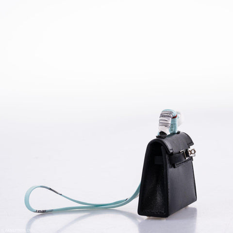 Hermès Micro Kelly Twilly Charm Black Tadelakt Leather Palladium Hardware - 2020, Y