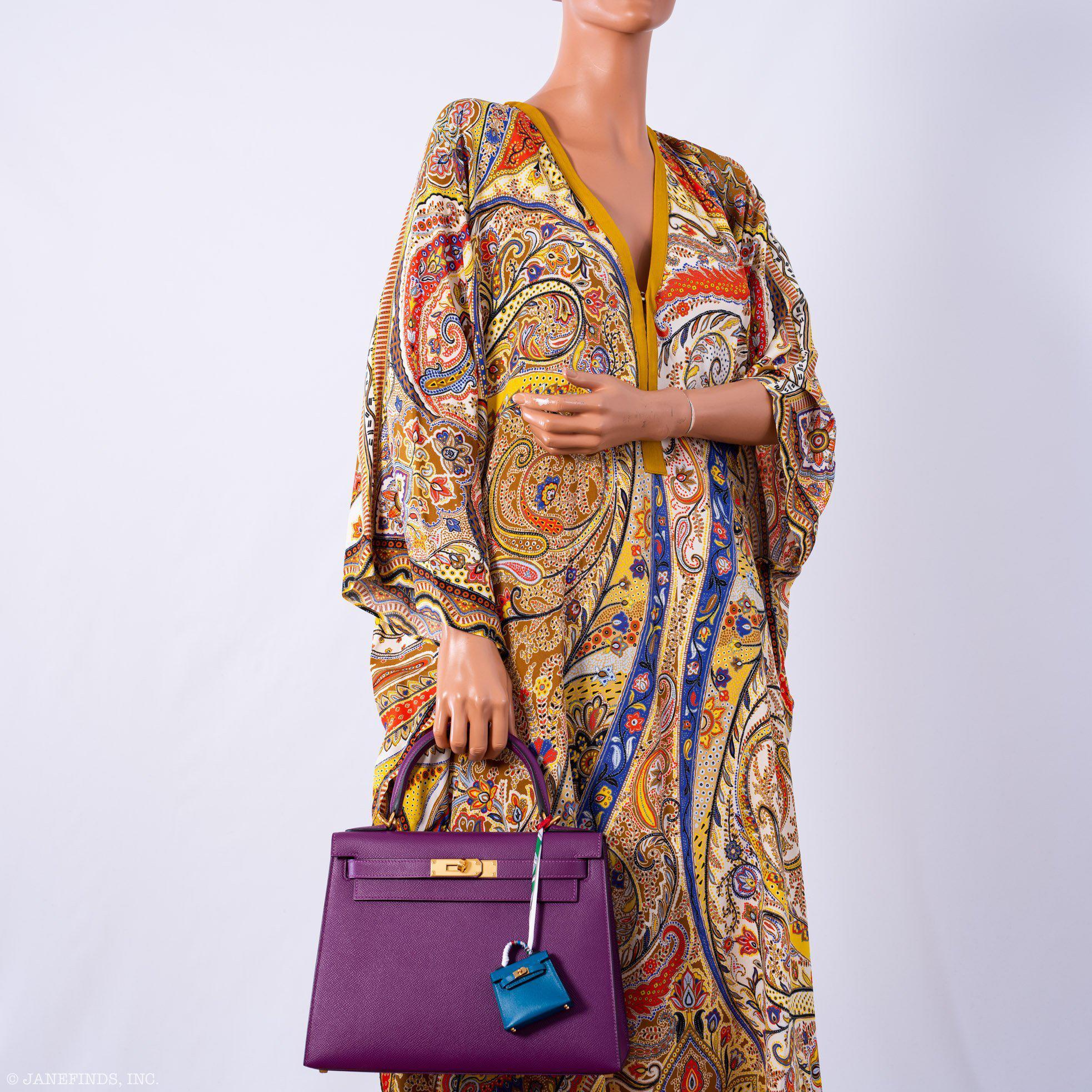 Hermès Micro Kelly Twilly Charm Blue Izmir Tadelakt Leather Gold Hardware
