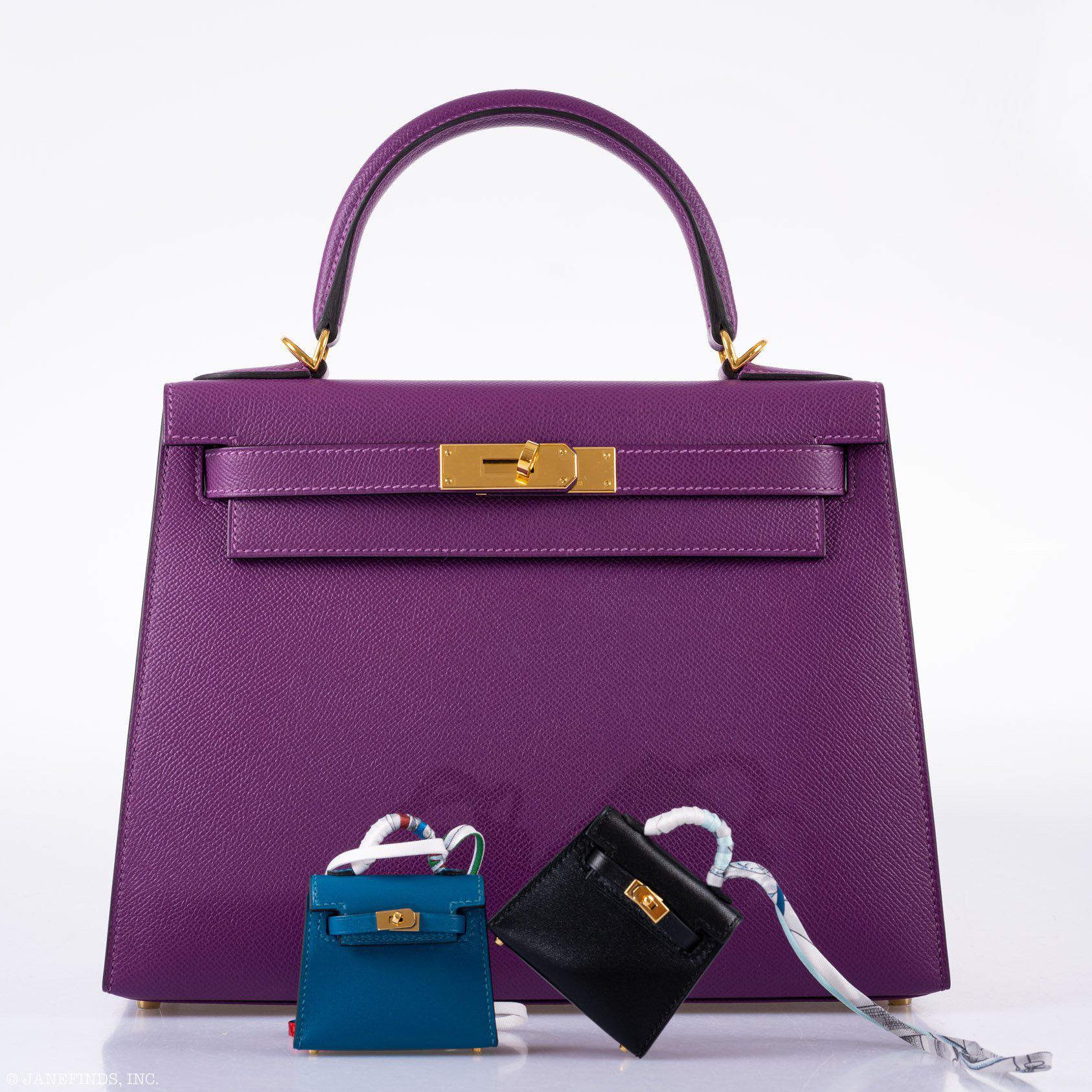 Hermès Micro Kelly Twilly Charm Blue Izmir Tadelakt Leather Gold Hardware
