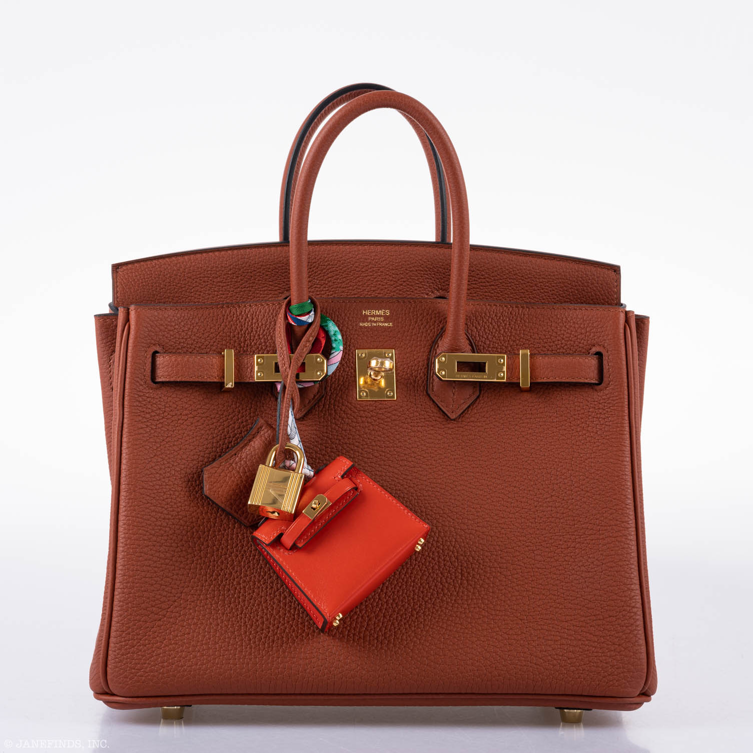 Hermès Micro Kelly Twilly Charm Feu Orange Tadelakt Leather Gold Hardware - 2020, Y