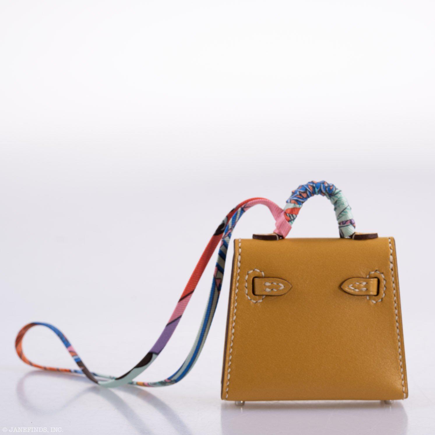 Hermès Micro Kelly Twilly Charm Foine Tadelakt Leather Palladium Hardware