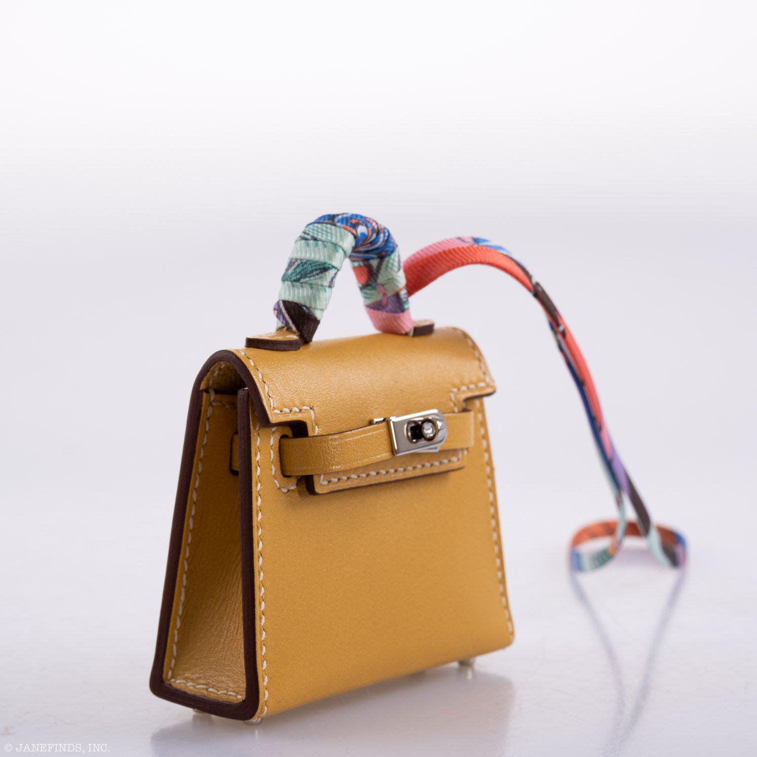 Hermès Micro Kelly Twilly Charm Foine Tadelakt Leather Palladium Hardware