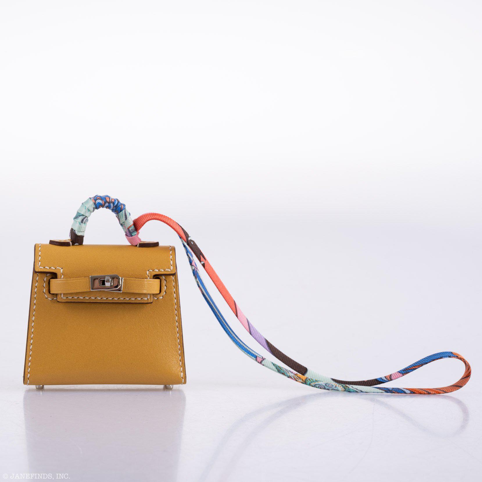 Hermès Micro Kelly Twilly Charm Foine Tadelakt Leather Palladium Hardware