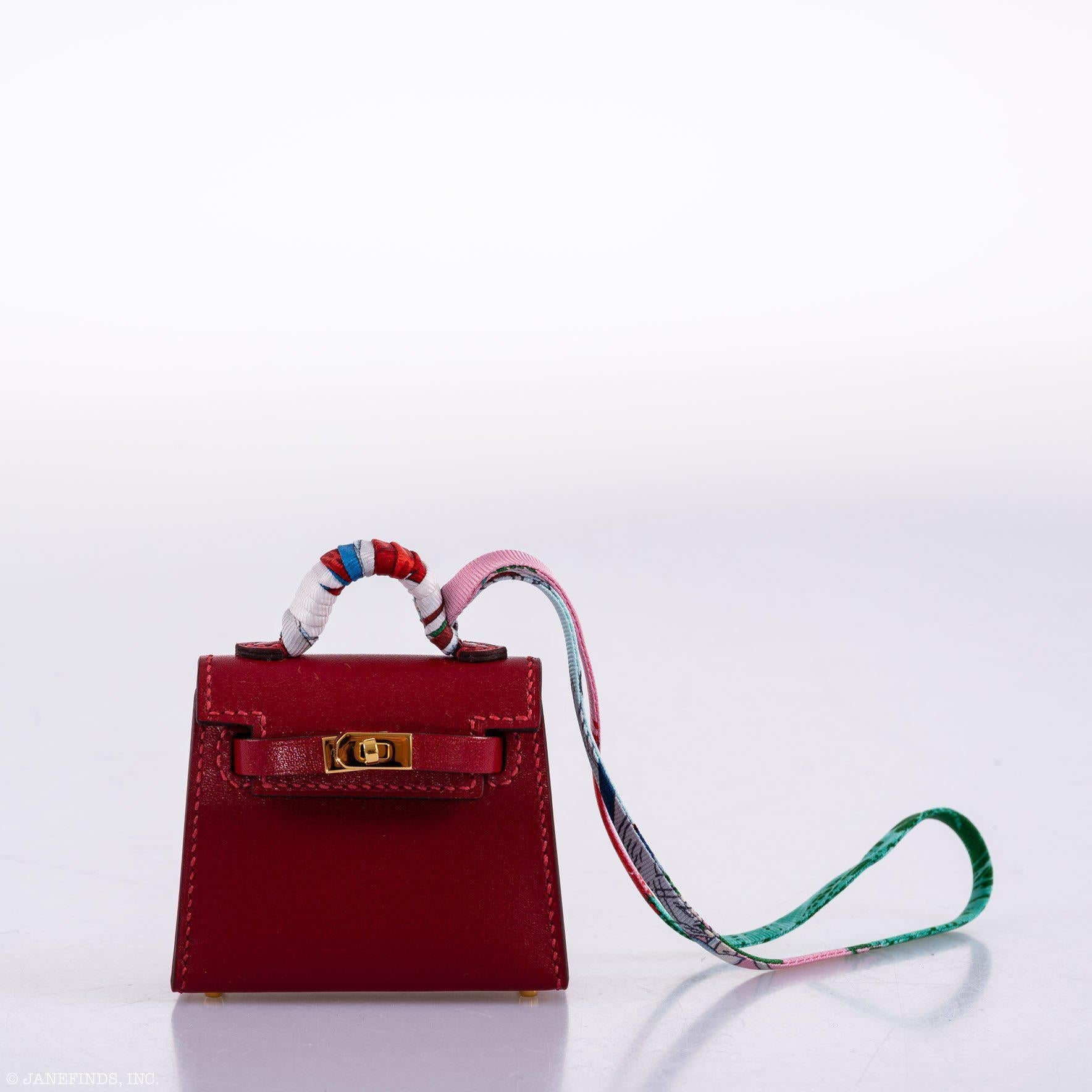 Hermès Micro Kelly Twilly Charm Rouge Vif Tadelakt Gold Hardware