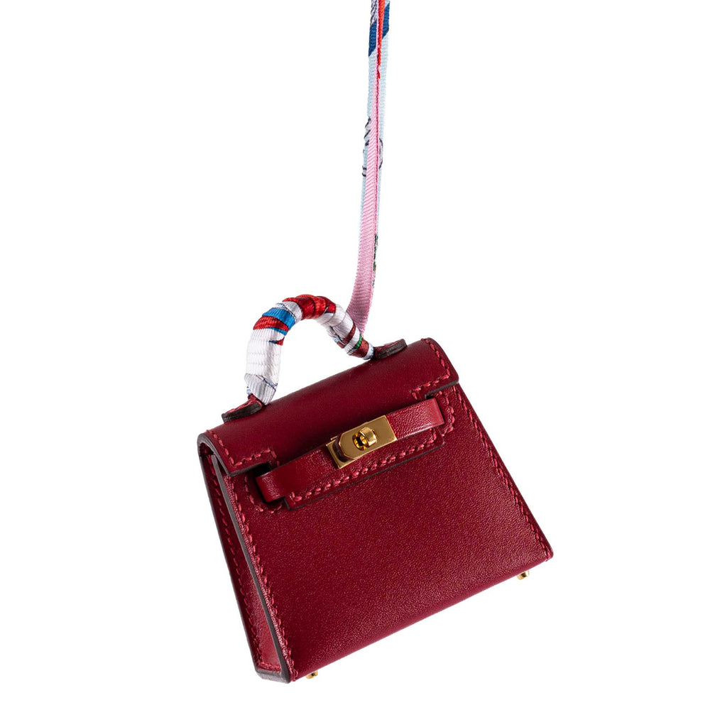 Hermès Micro Kelly Twilly Charm Rouge Vif Tadelakt Gold Hardware
