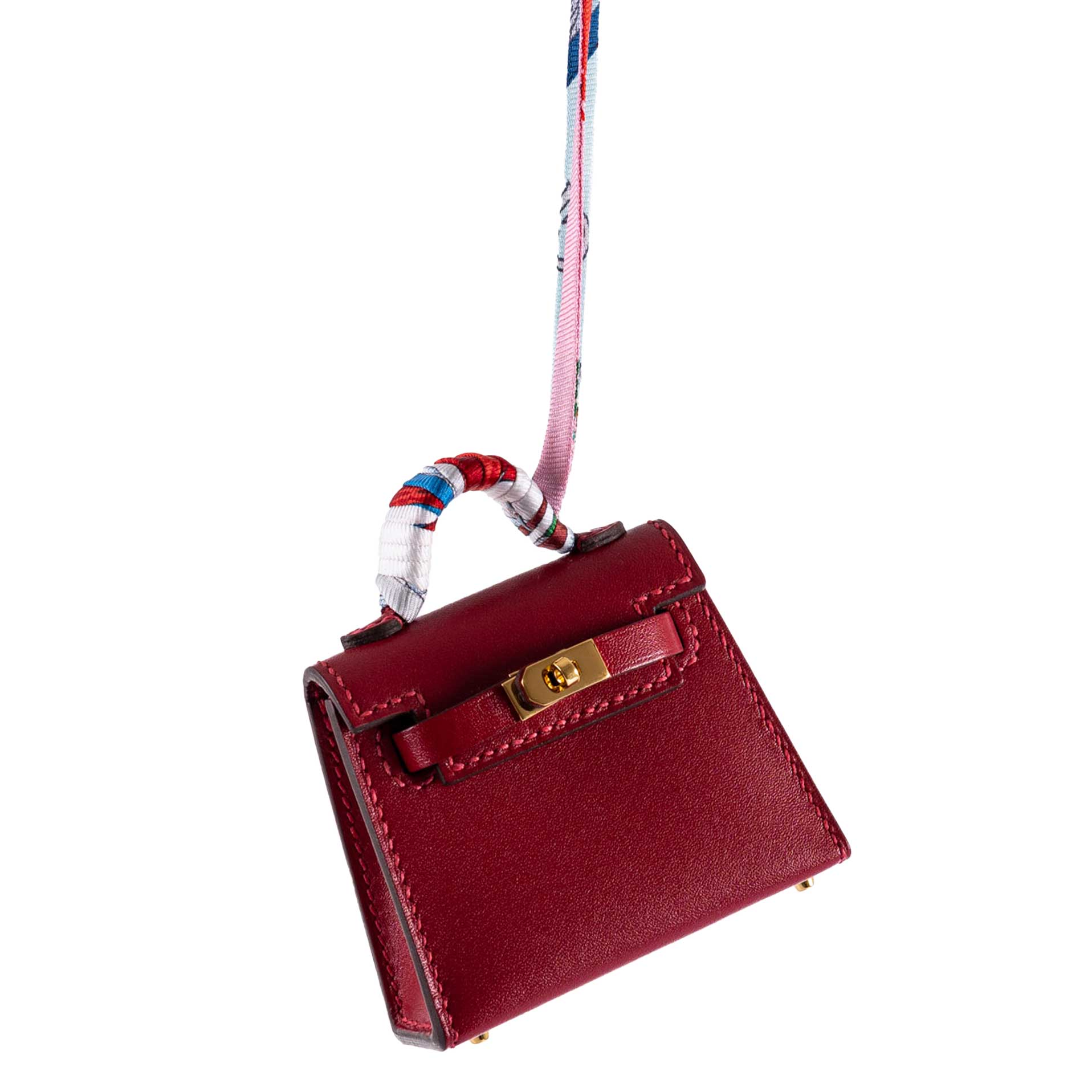 Hermès Micro Kelly Twilly Charm Rouge Vif Tadelakt Gold Hardware