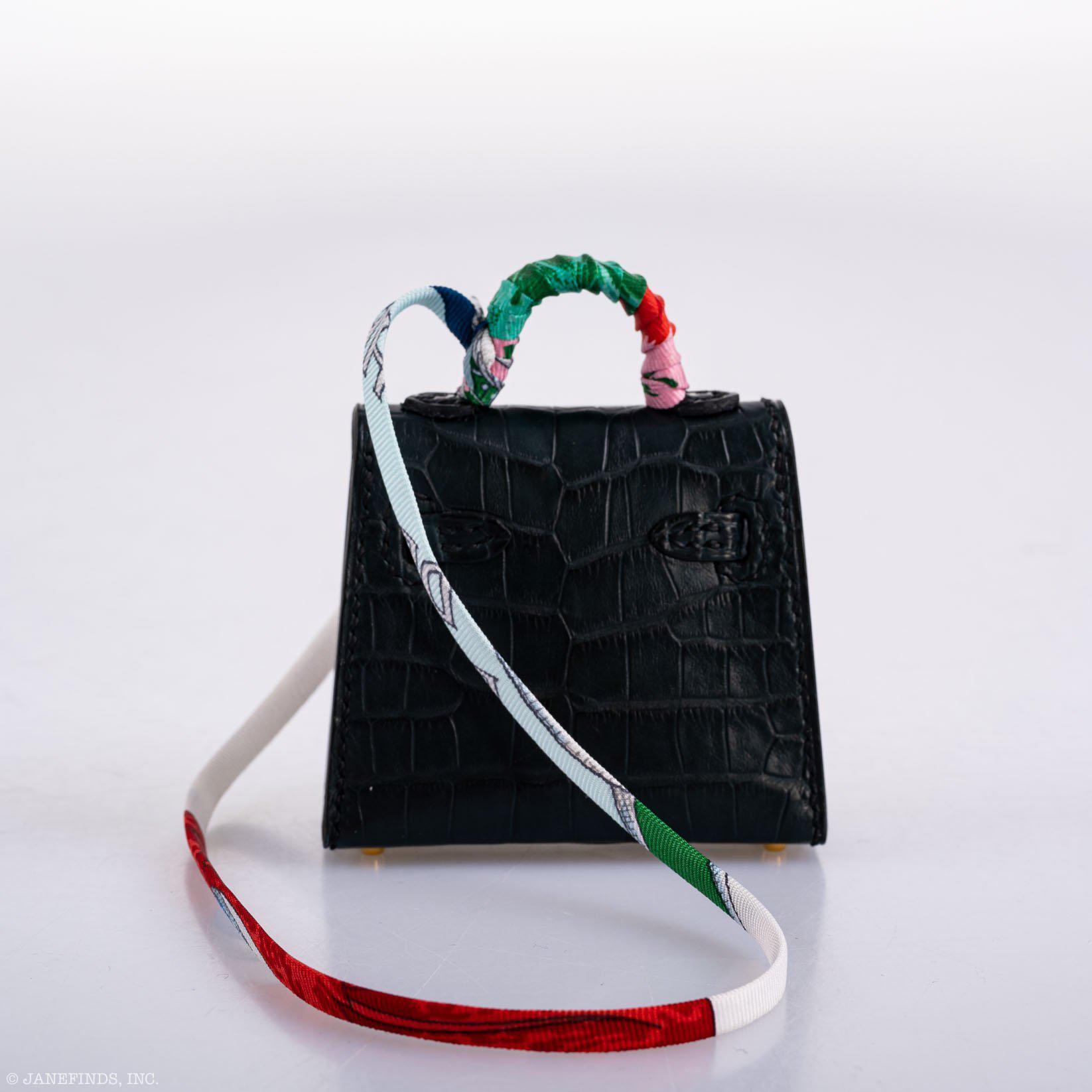 Hermès Micro Kelly Twilly Charm Vert Cyprès Matte Crocodile Gold Hardware