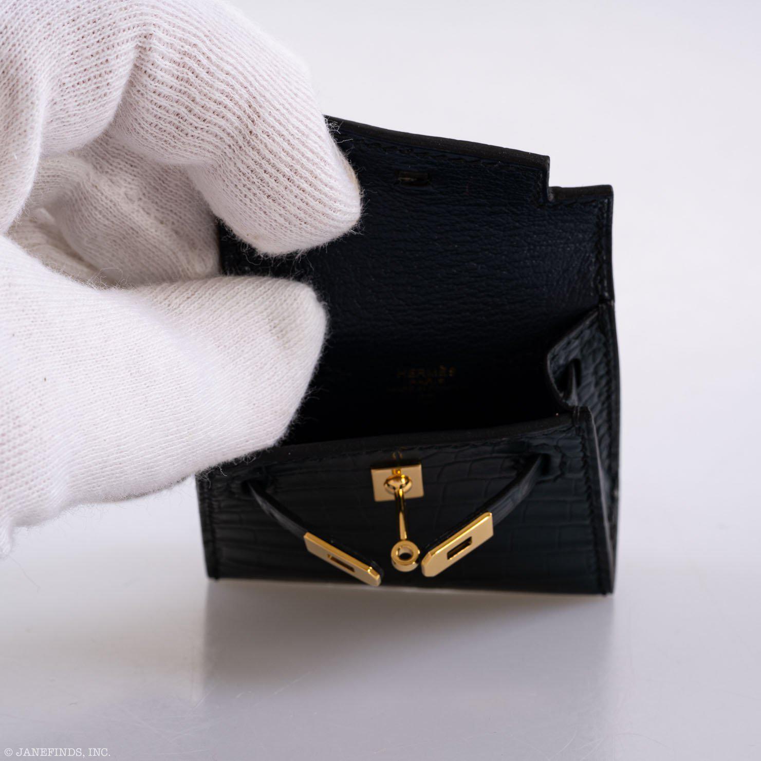 Hermès Micro Kelly Twilly Charm Vert Cyprès Matte Crocodile Gold Hardware