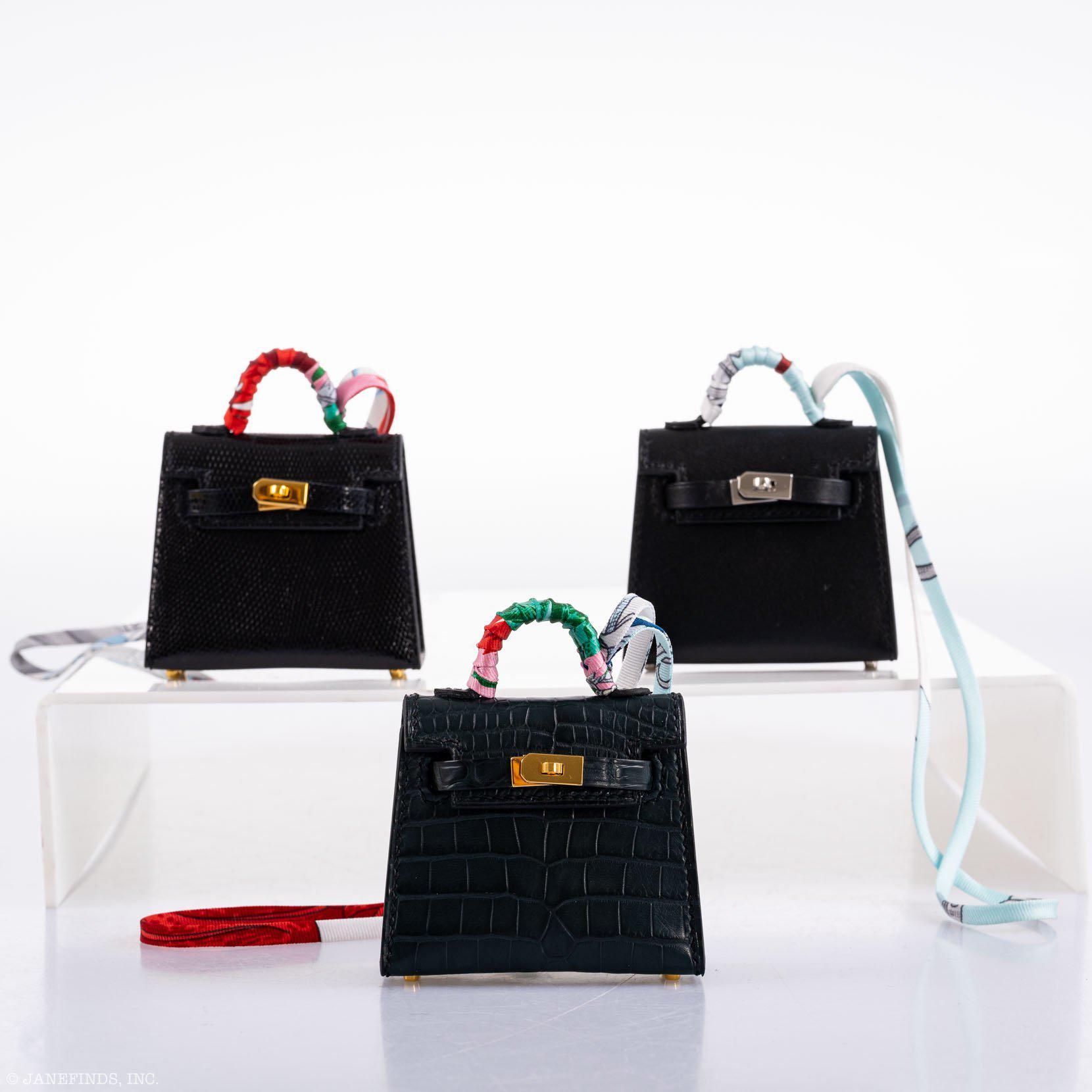 Hermès Micro Kelly Twilly Charm Vert Cyprès Matte Crocodile Gold Hardware