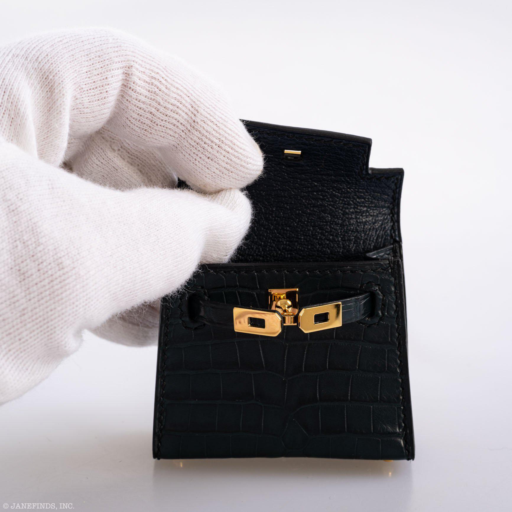 Hermès Micro Kelly Twilly Charm Vert Cyprès Matte Crocodile Gold Hardware