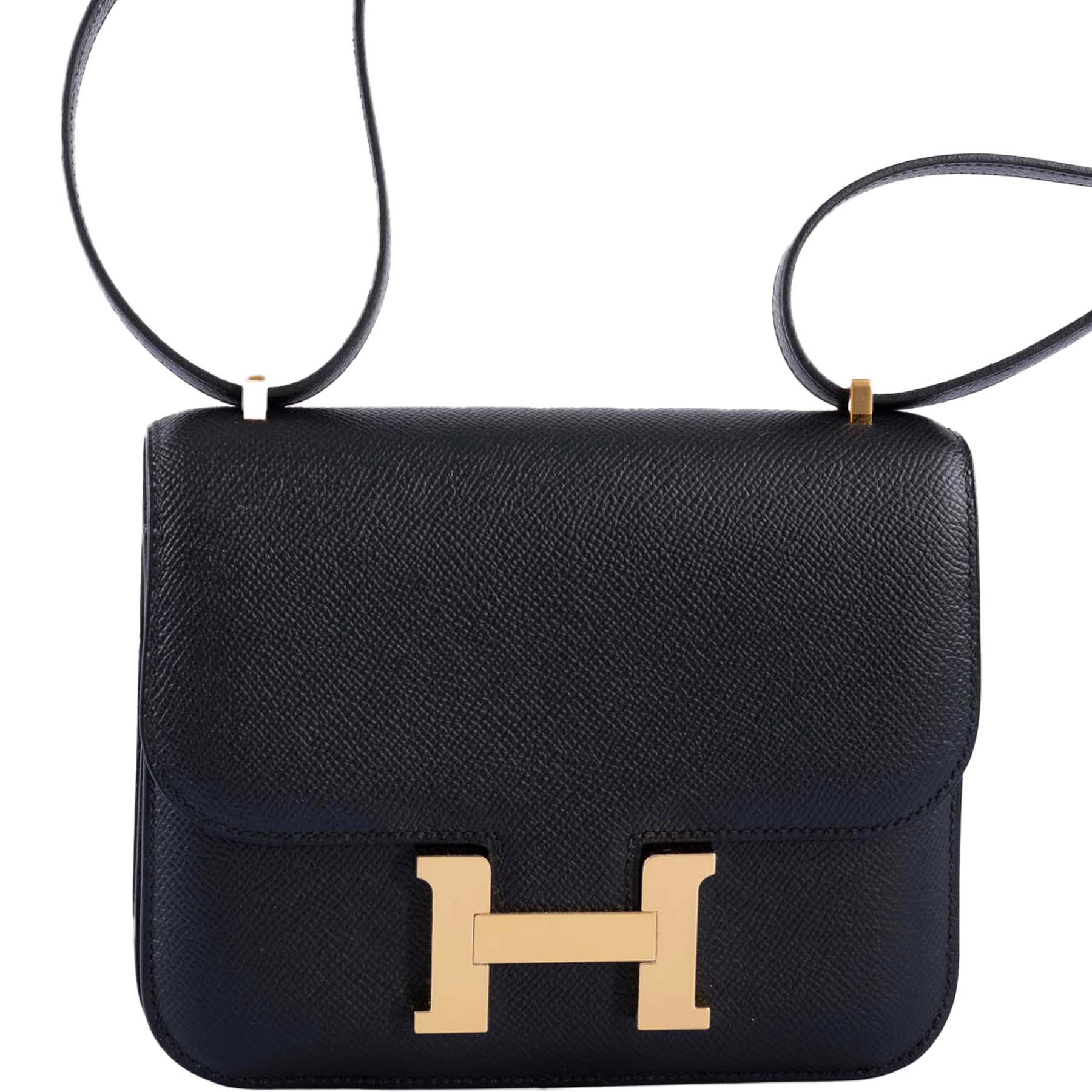 Hermes Mini Constance 18 Bag Rouge H Epsom Black Enamel PHW